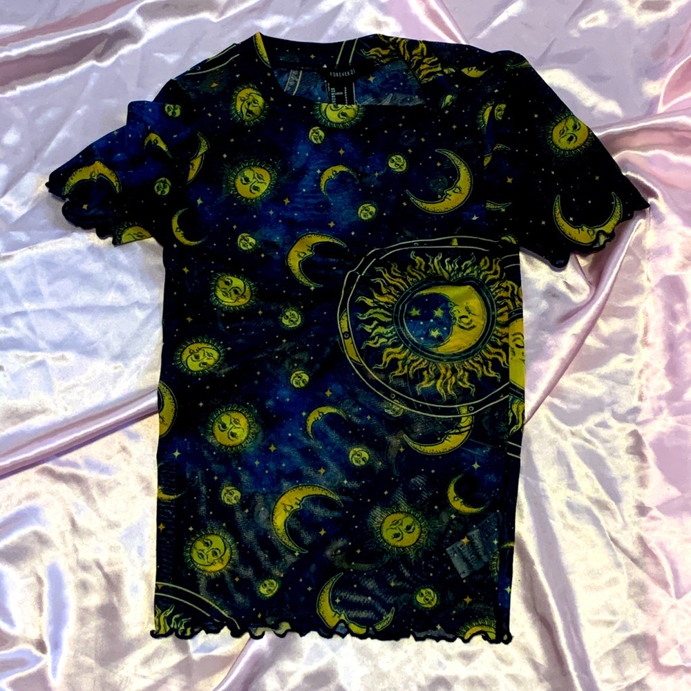 Forever 21 Mesh Sun and Moon shirt